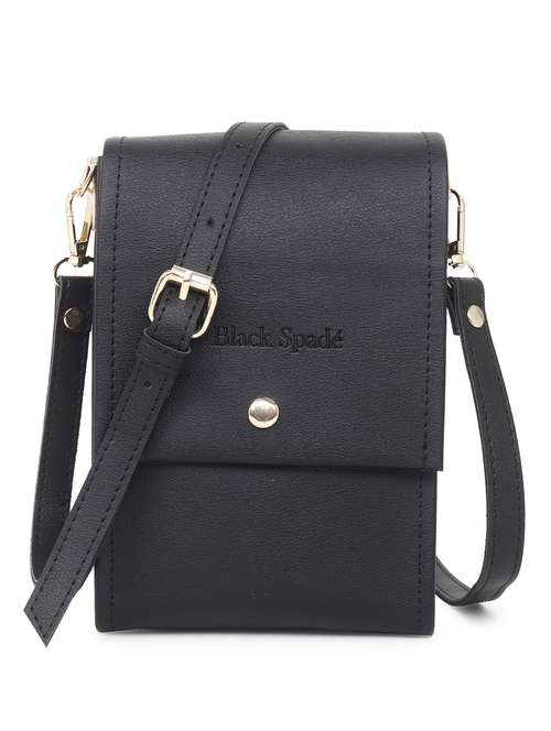black solid sling bag - 20876361 - Standard Image - 0
