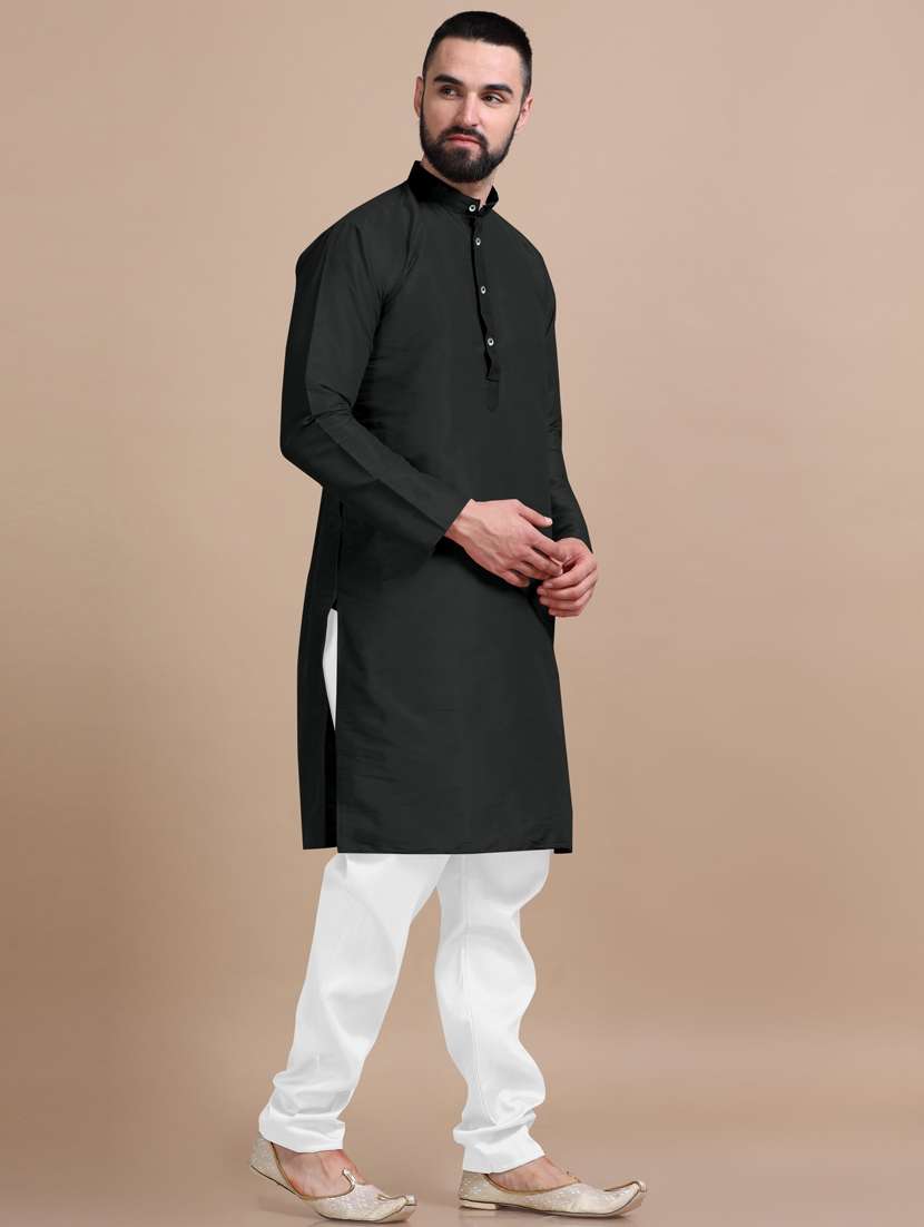 men solid mandarin neck long kurta - 20876525 -  Standard Image - 1