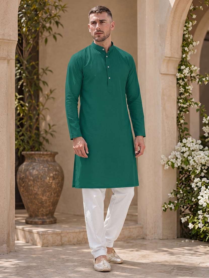 men solid mandarin neck long kurta - 20876527 -  Standard Image - 1