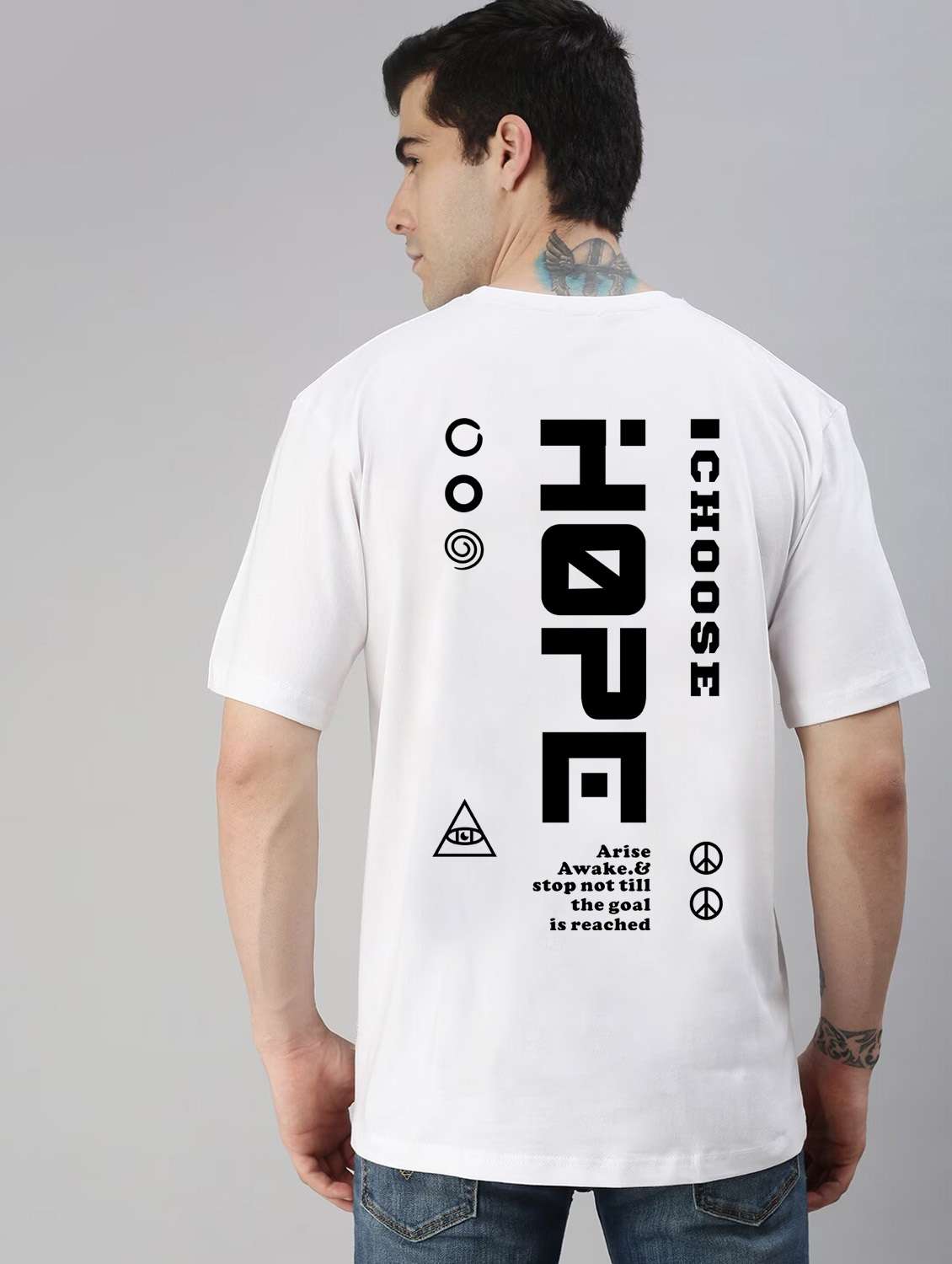 white cotton blend typography print t-shirt - 20877069 - Standard Image - 1