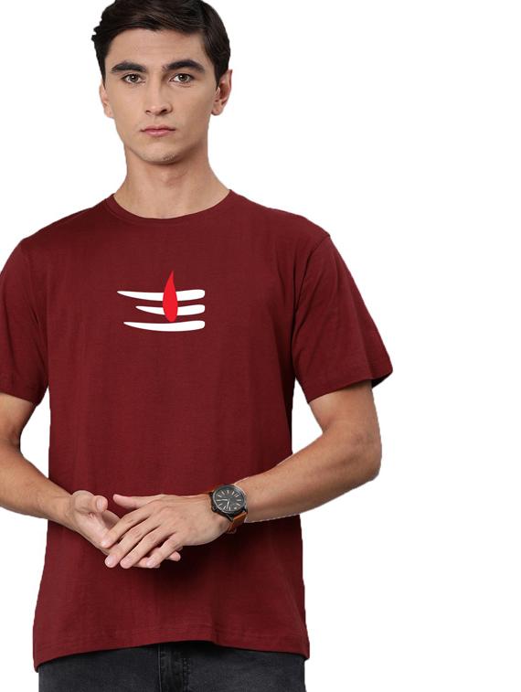 maroon cotton front print tshirt - 20877146 -  Standard Image - 1