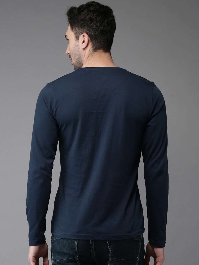 navy blue cotton front print tshirt - 20877667 -  Standard Image - 1