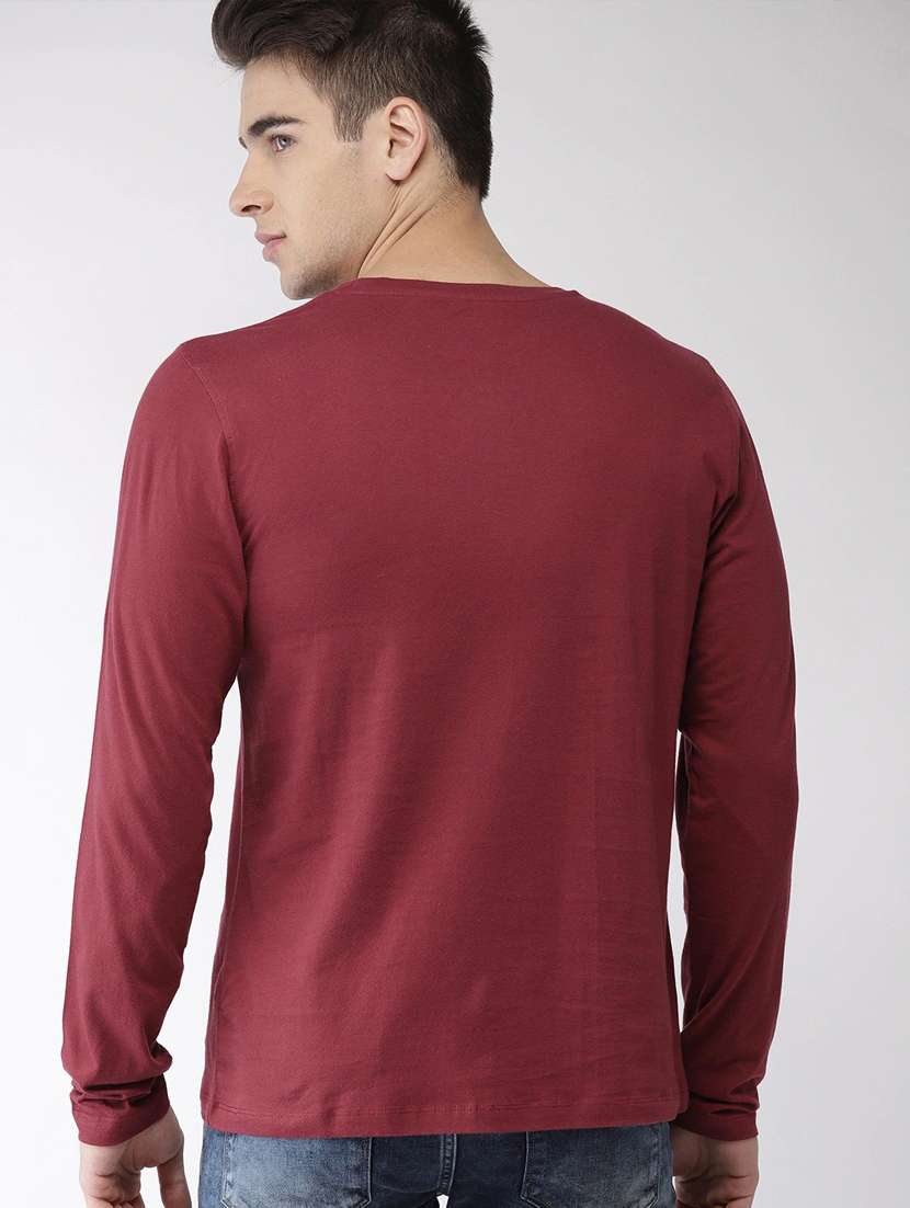 maroon cotton chest print t-shirt - 20877680 -  Standard Image - 1