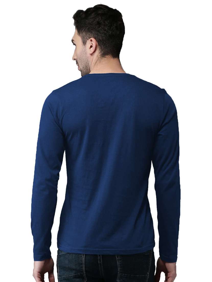 navy blue cotton front print tshirt - 20877997 -  Standard Image - 1
