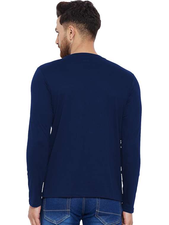 navy blue cotton front print tshirt - 20878145 -  Standard Image - 1