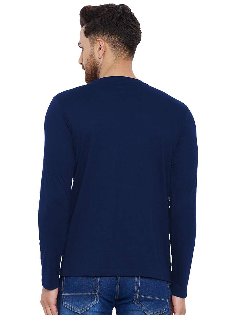 navy blue cotton front print tshirt - 20878231 -  Standard Image - 1