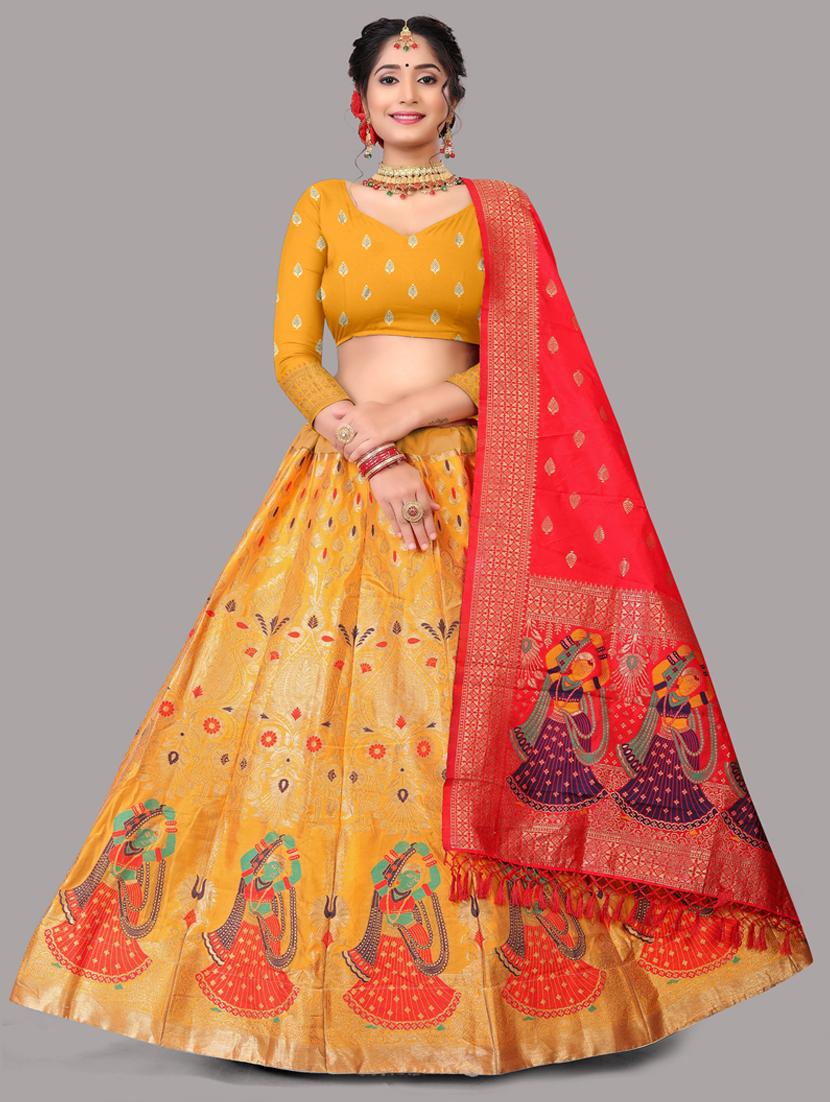 women zari work lehenga choli with dupatta