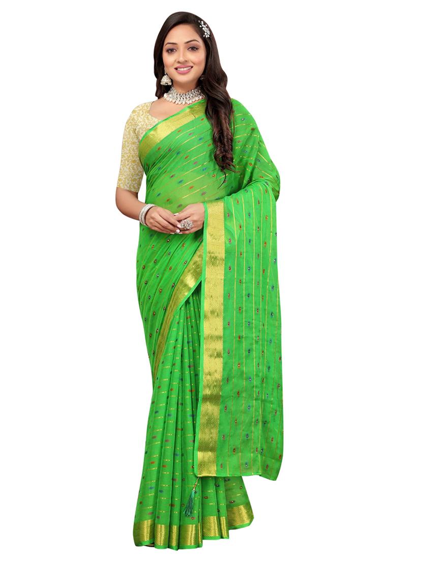 women zari bordered self design saree with blouse - 20879042 - Standard Image - 1