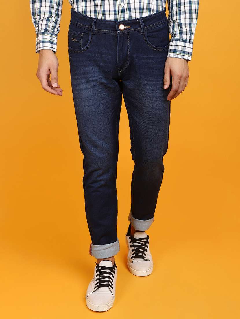 men mid rise washed denim jeans