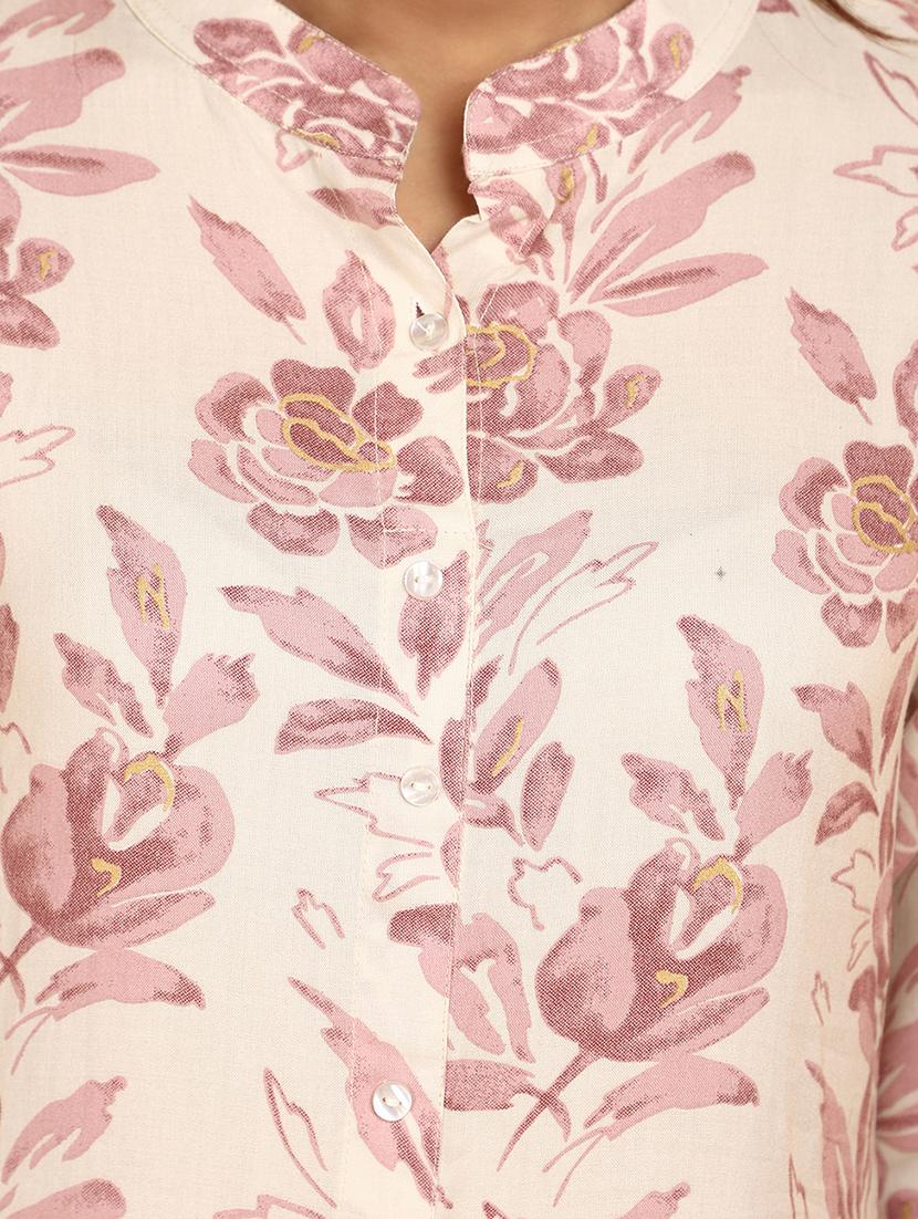 women floral printed mandarin neck a-line kurta - 20879158 - Standard Image - 4