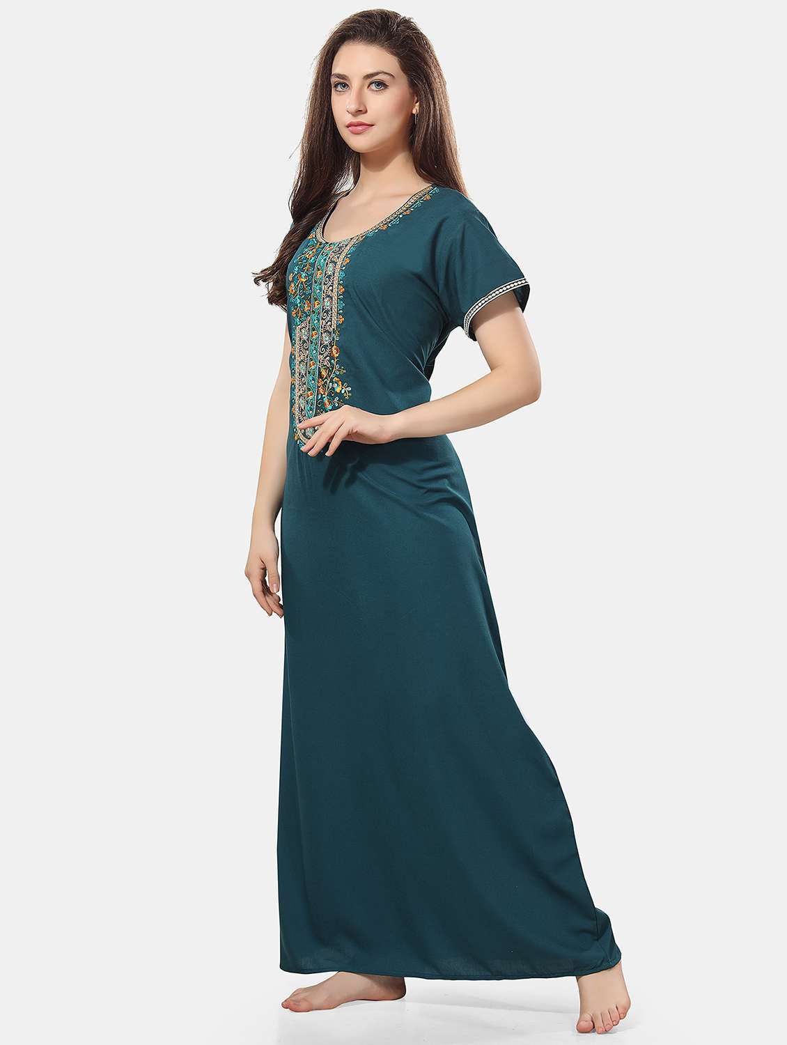 women teal round neck nighties - 20879206 -  Standard Image - 1
