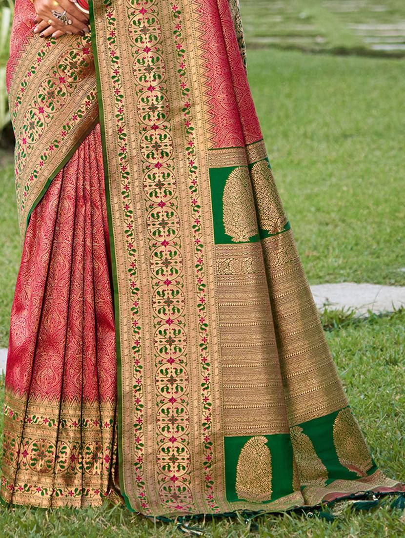 pink self design kanjivaram saree with blouse - 20879574 - Standard Image - 1