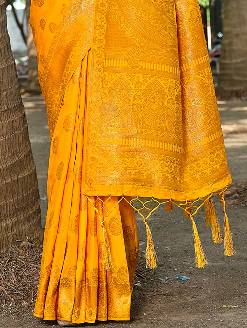mustard silk banarasi saree with blouse - 20879821 - Standard Image - 1