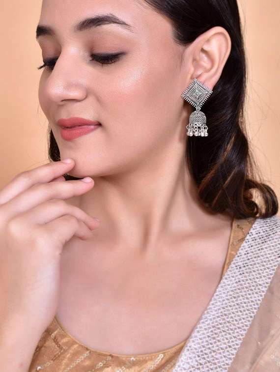 Silver Plated Oxidised Jhumka
