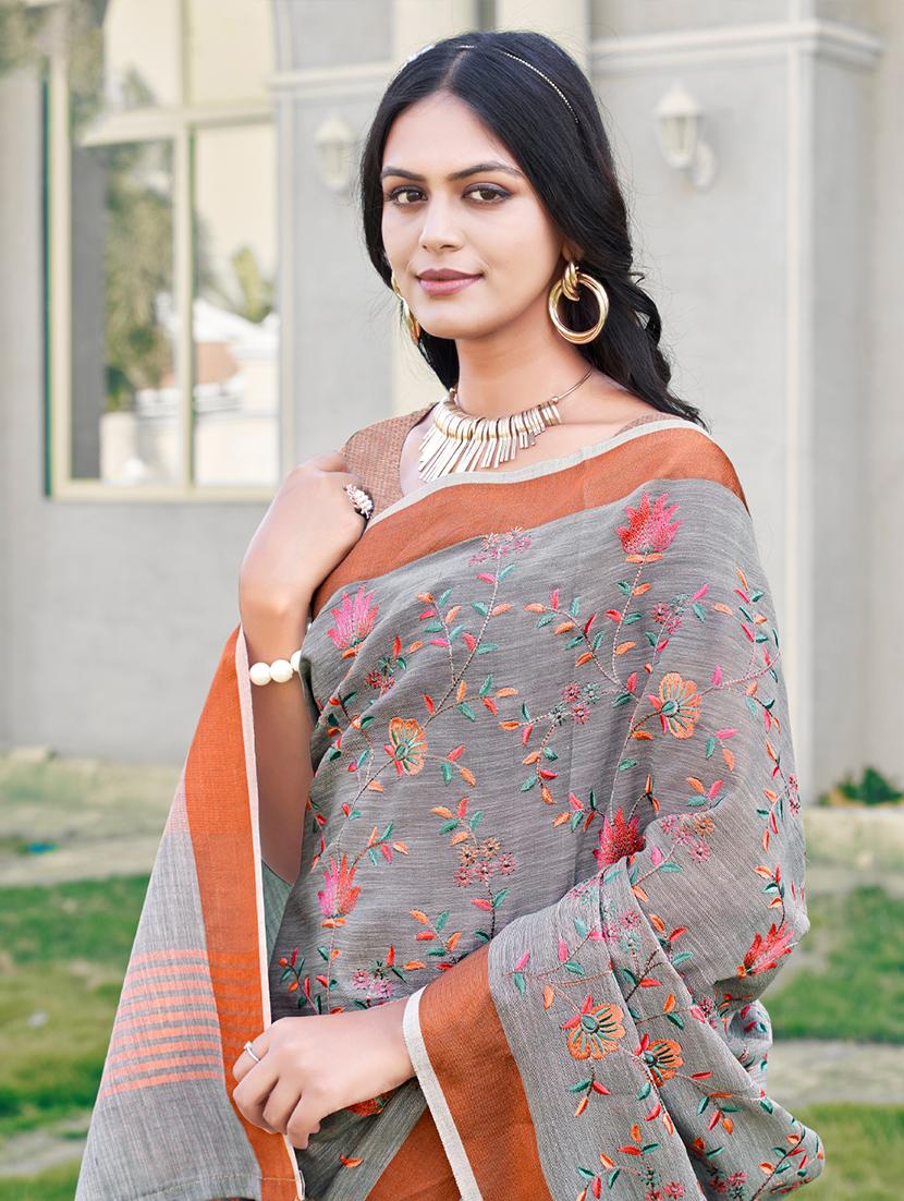 women embroidered saree with blouse - 20881729 - Standard Image - 1