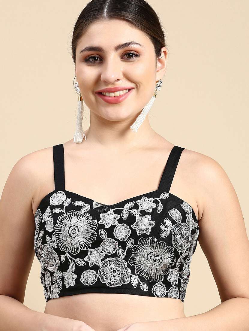 women black embroidered stitched blouse