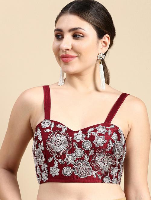 women maroon embroidered blouse - 20881787 - Standard Image - 0
