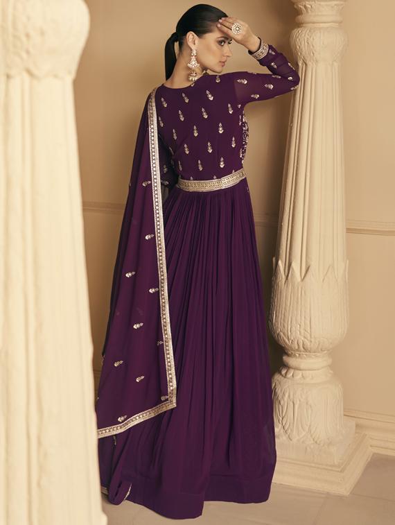 women purple semi-stitched anarkali suits - 20881799 - Standard Image - 1