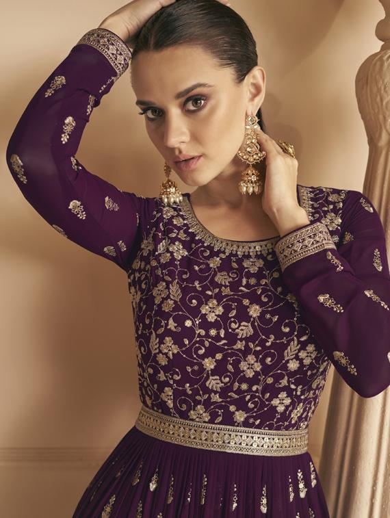women purple semi-stitched anarkali suits - 20881799 - Standard Image - 4