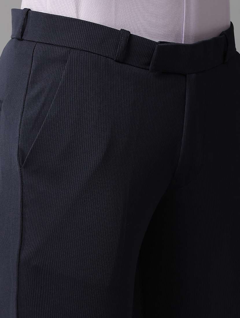 navy blue lycra flat front formal trouser - 20882195 -  Standard Image - 4