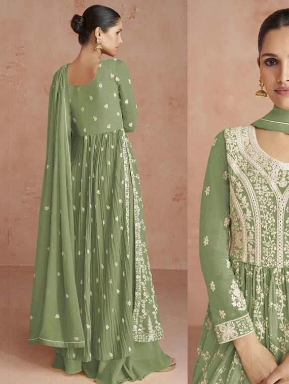 sea green georgette semistitched suit - 20882213 - Standard Image - 1