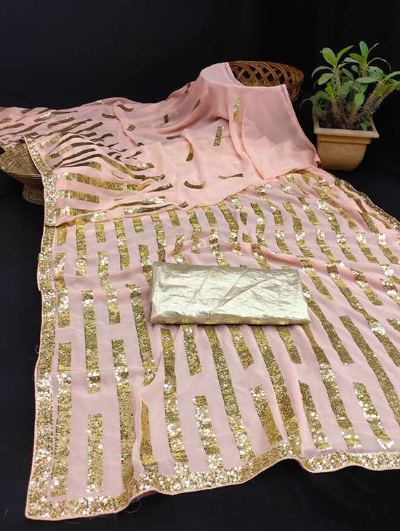 women sequined work saree with blouse - 20882408 -  Standard Image - 4