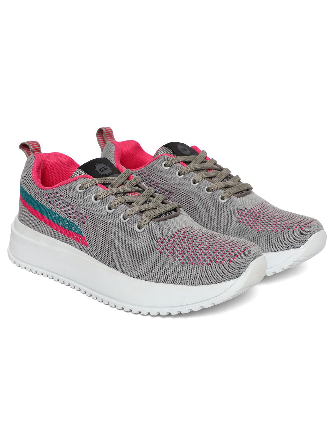 grey synthetic & mesh laceup sports shoes - 20884399 - Standard Image - 1