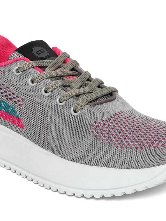 grey synthetic & mesh laceup sports shoes - 20884399 - Standard Image - 4