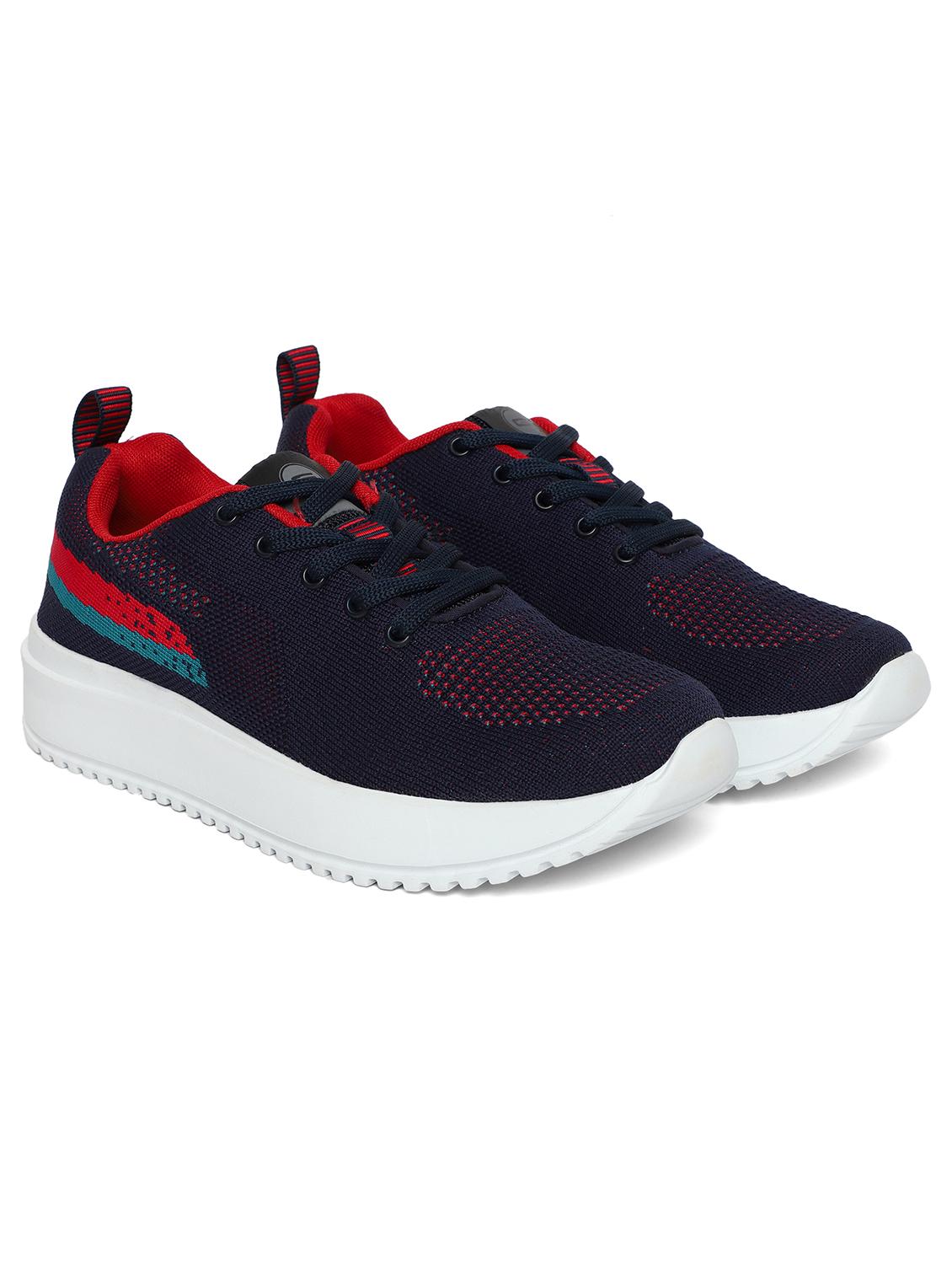 navy blue synthetic & mesh laceup sports shoes - 20884403 -  Standard Image - 1