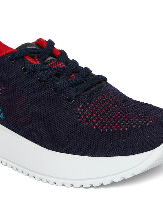 navy blue synthetic & mesh laceup sports shoes - 20884403 - Standard Image - 4