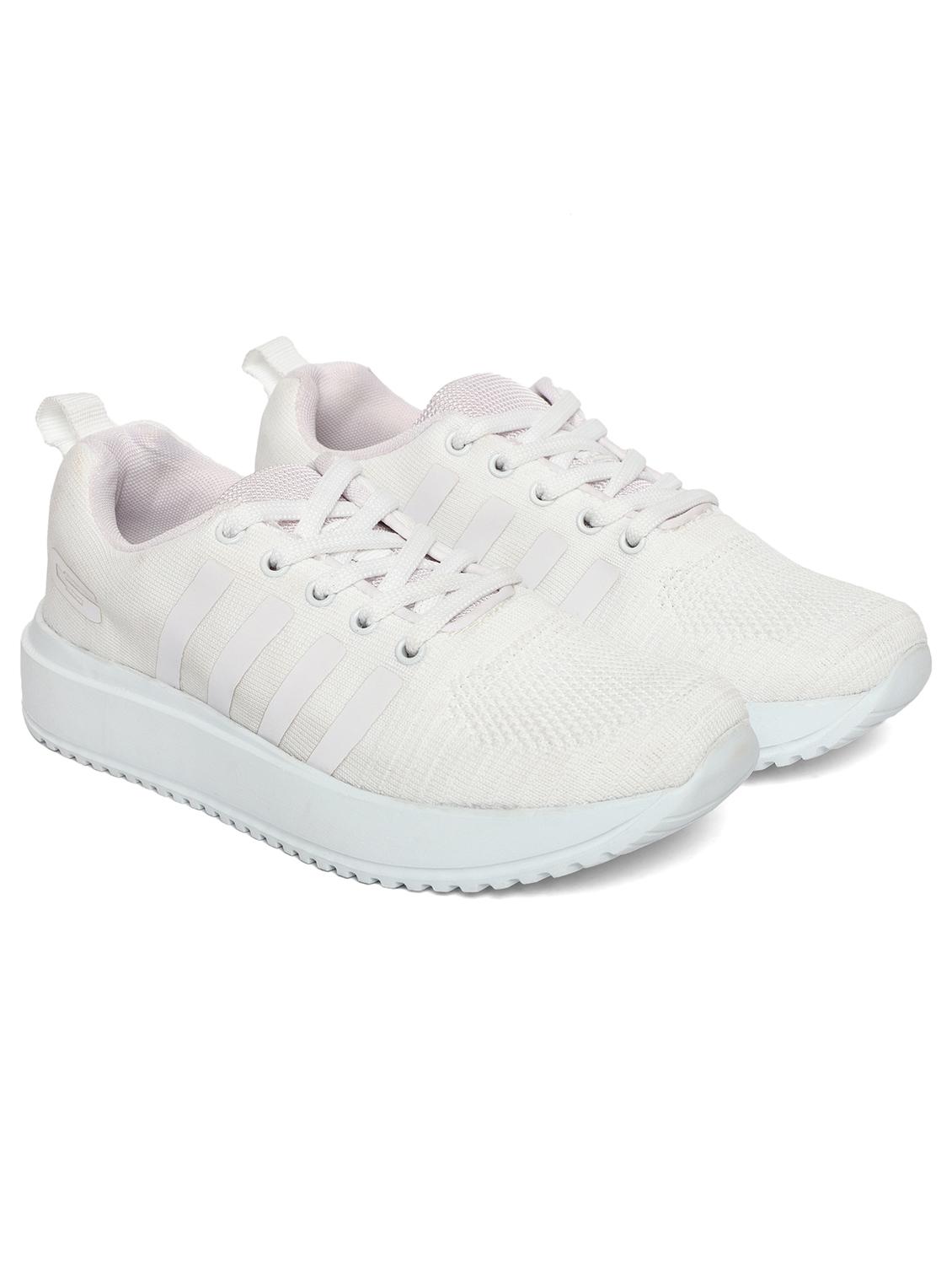 white synthetic & mesh laceup sports shoes - 20884404 -  Standard Image - 1