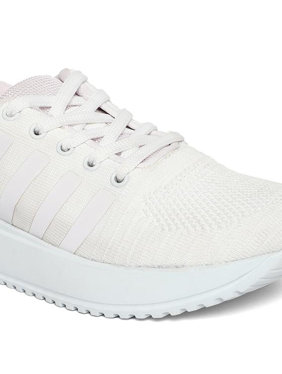 white synthetic & mesh laceup sports shoes - 20884404 - Standard Image - 4