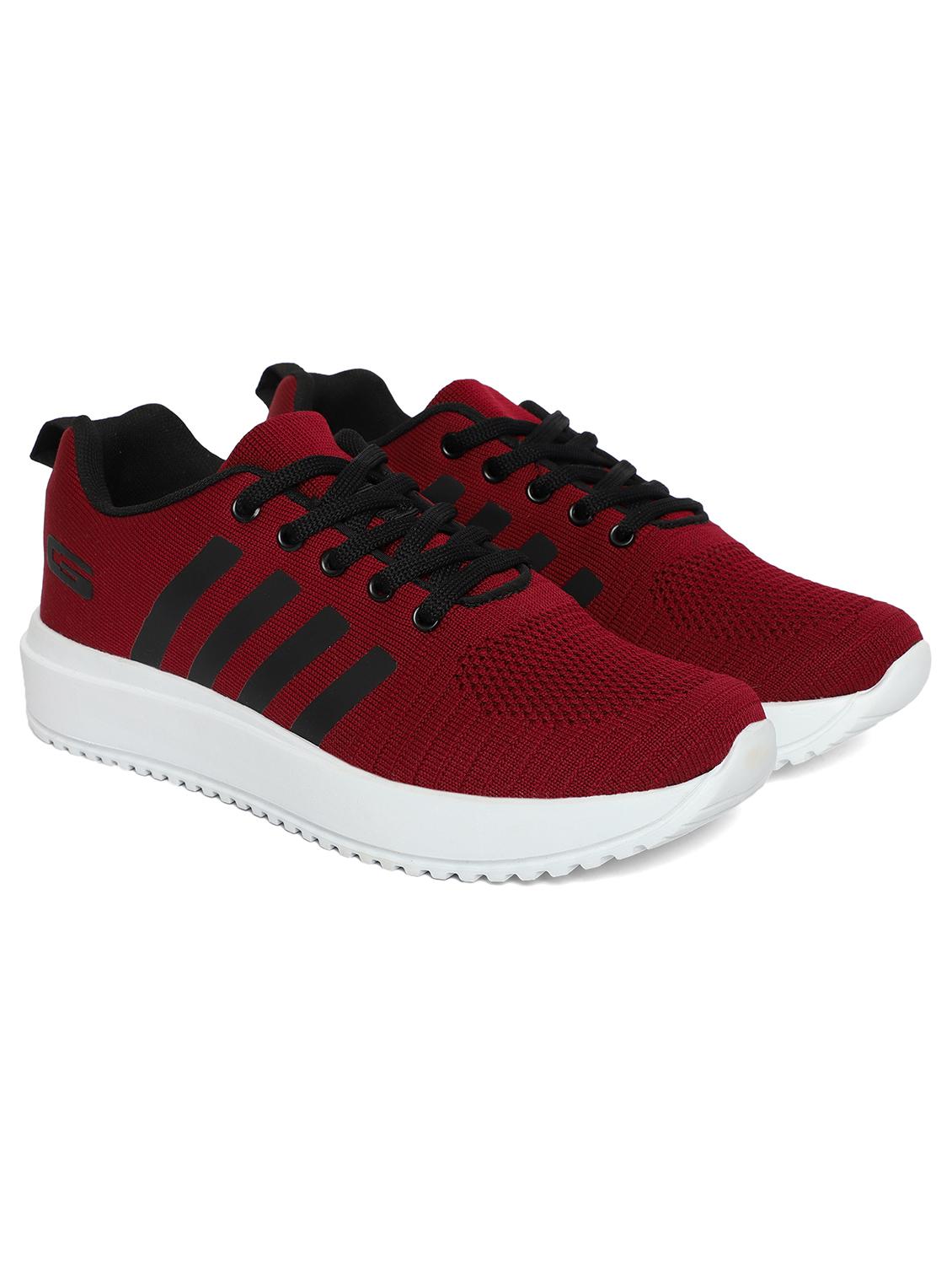 maroon synthetic & mesh laceup sports shoes - 20884405 -  Standard Image - 1