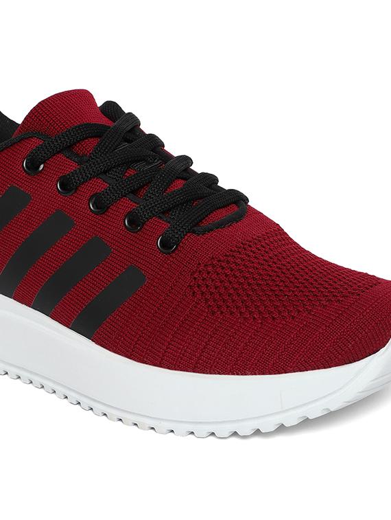 maroon synthetic & mesh laceup sports shoes - 20884405 - Standard Image - 4