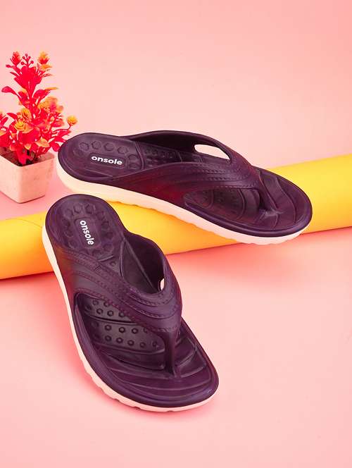 burgundy rubber thong flip flops - 20884720 - Standard Image - 0