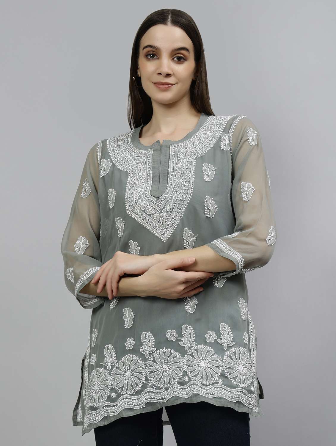 women three quarter sleeve straight kurti - 20884750 - Zoom Image - 0