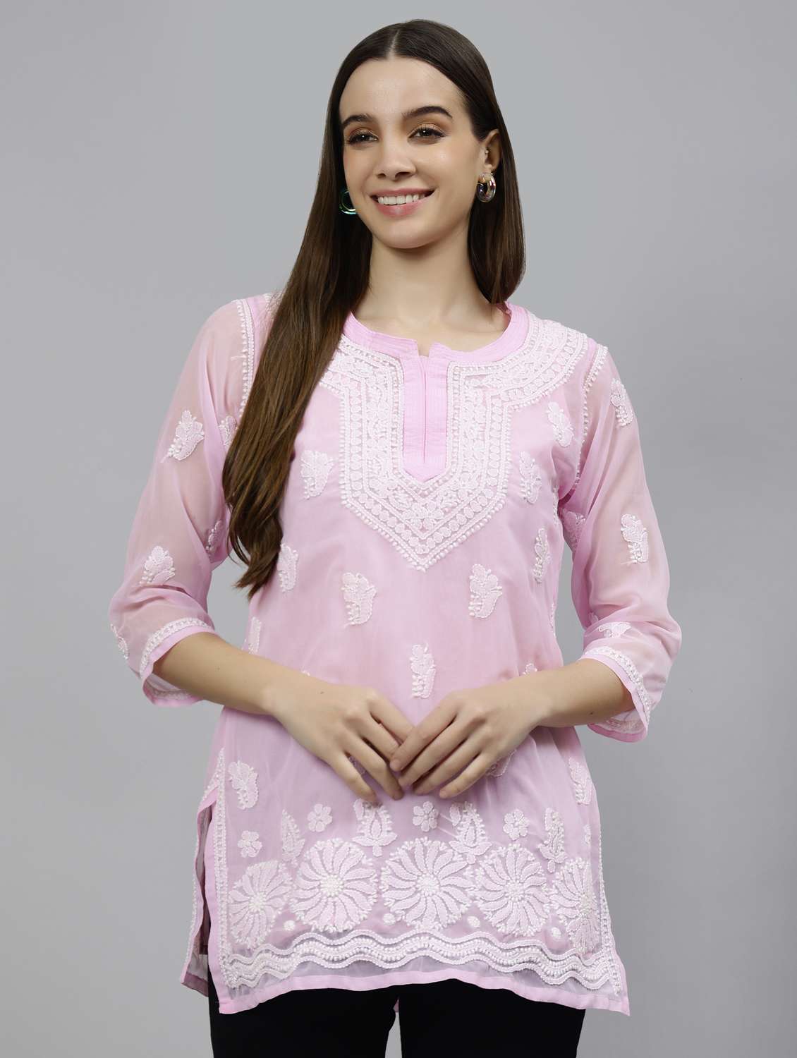 women three quarter sleeve straight kurti