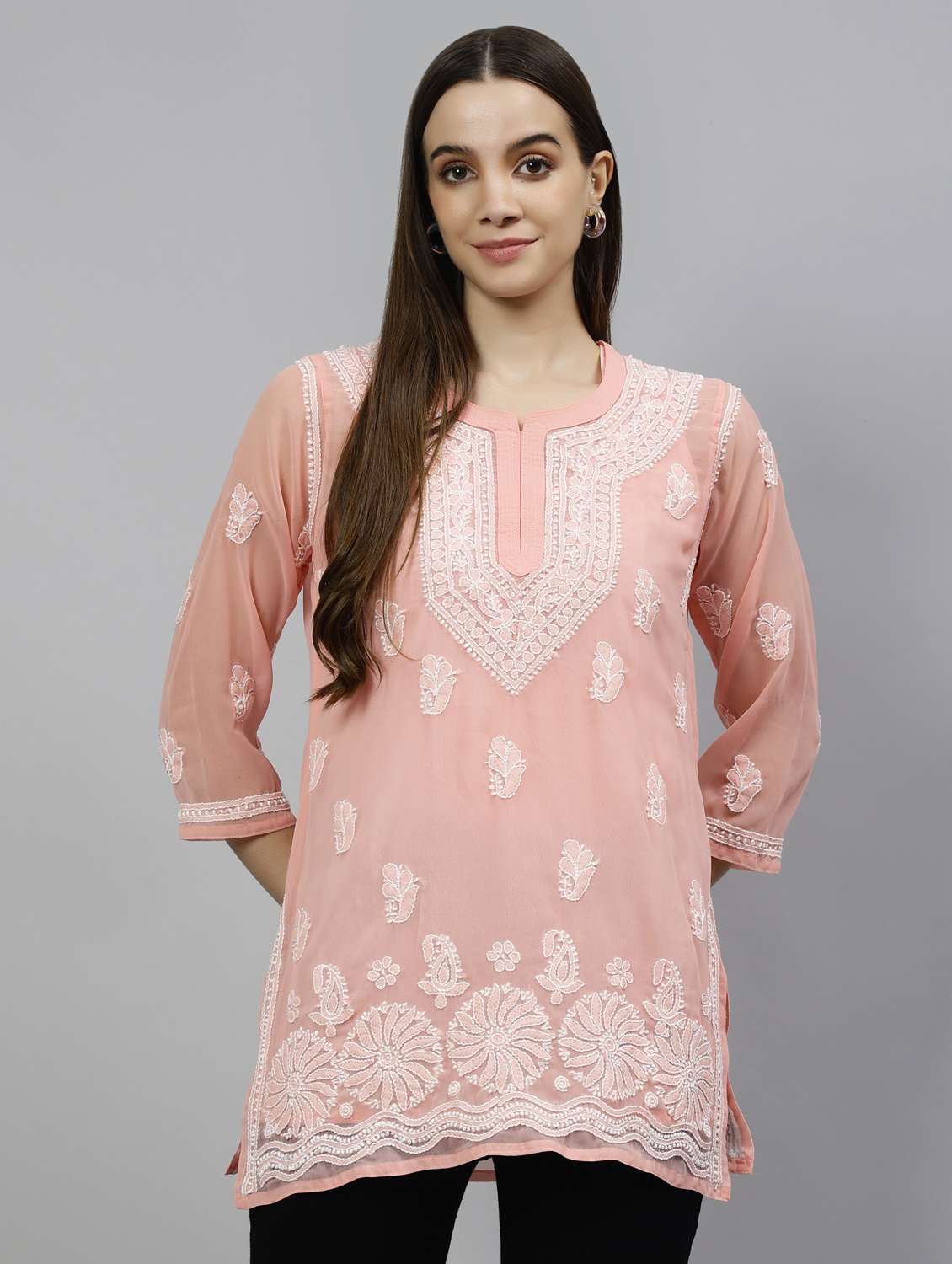 women three quarter sleeve straight kurti