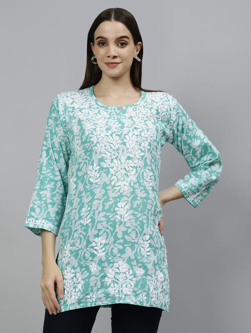 women three quarter sleeve straight kurti - 20884757 - Standard Image - 0