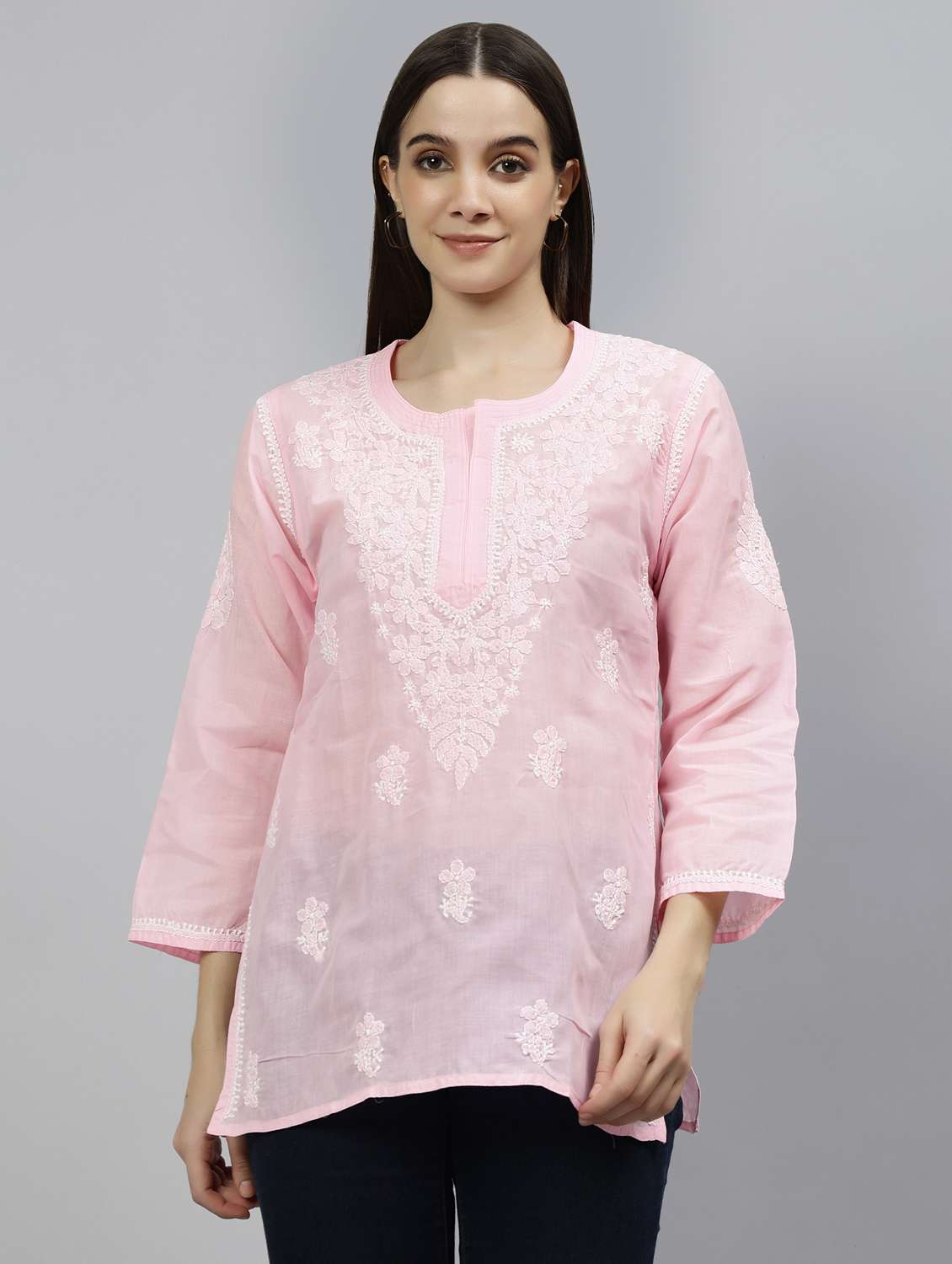 women three quarter sleeve straight kurti
