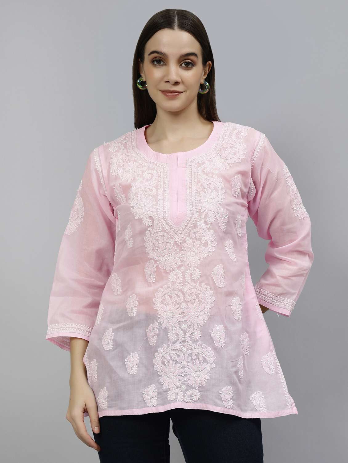 women three quarter sleeve straight kurti