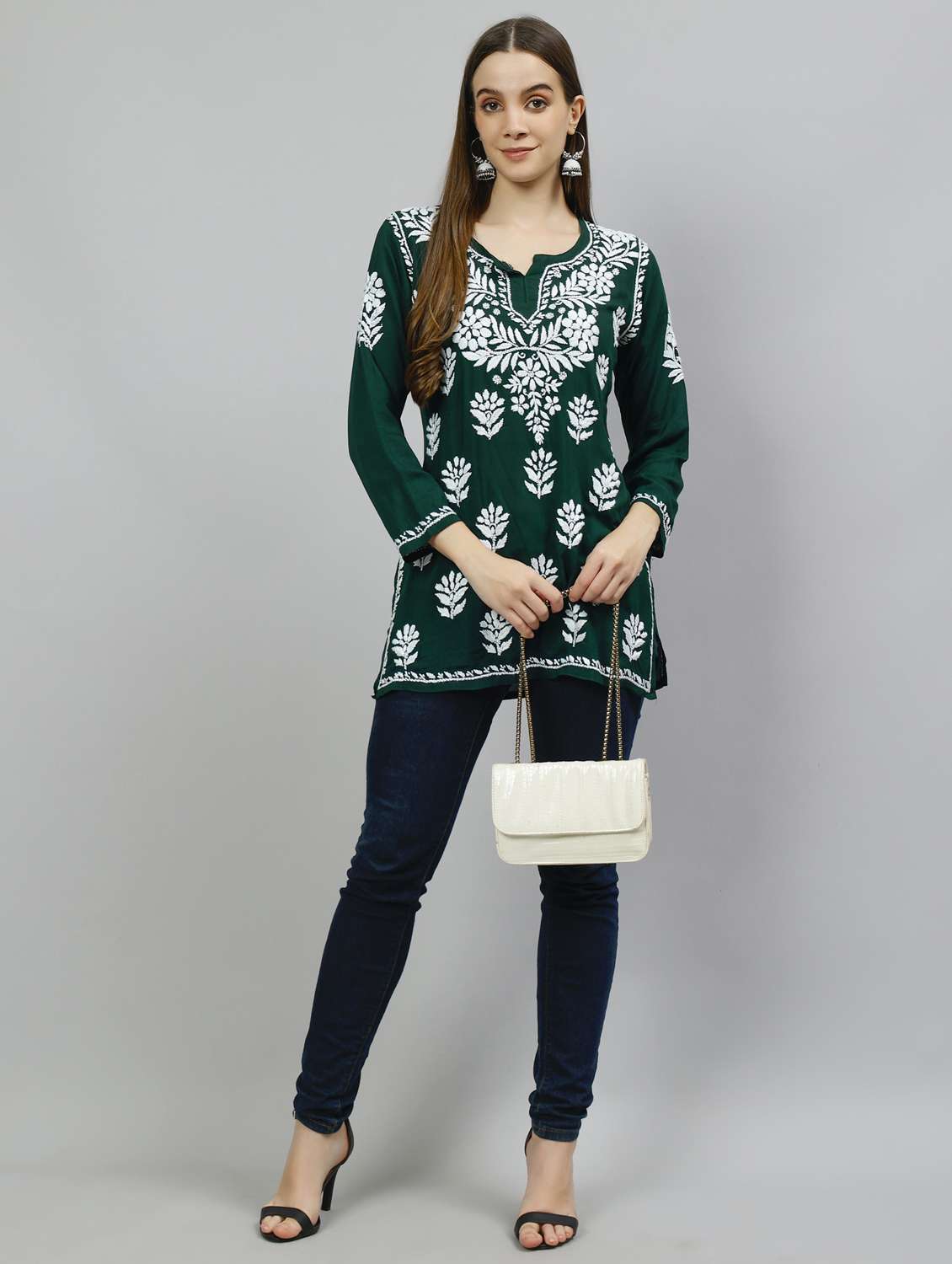 women three quarter sleeve straight kurti - 20884784 -  Standard Image - 4