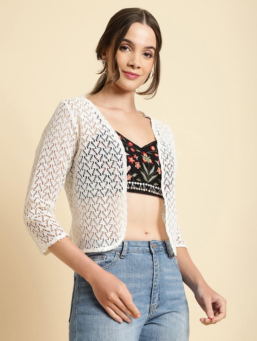 off white lace shrug - 20884868 - Standard Image - 1