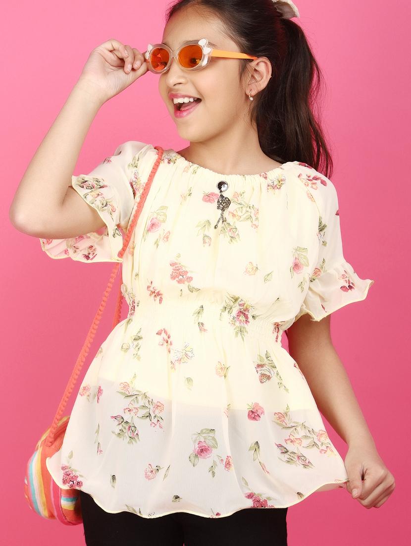 girls yellow printed top - 20884928 - Standard Image - 1