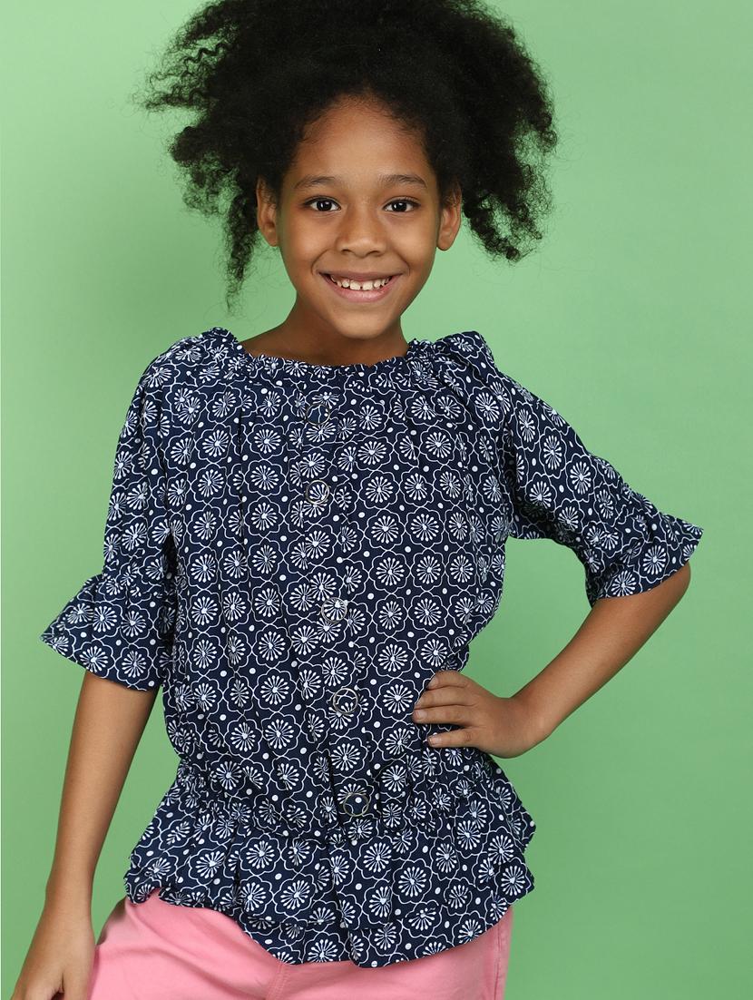 girls blue printed top - 20884929 - Standard Image - 1