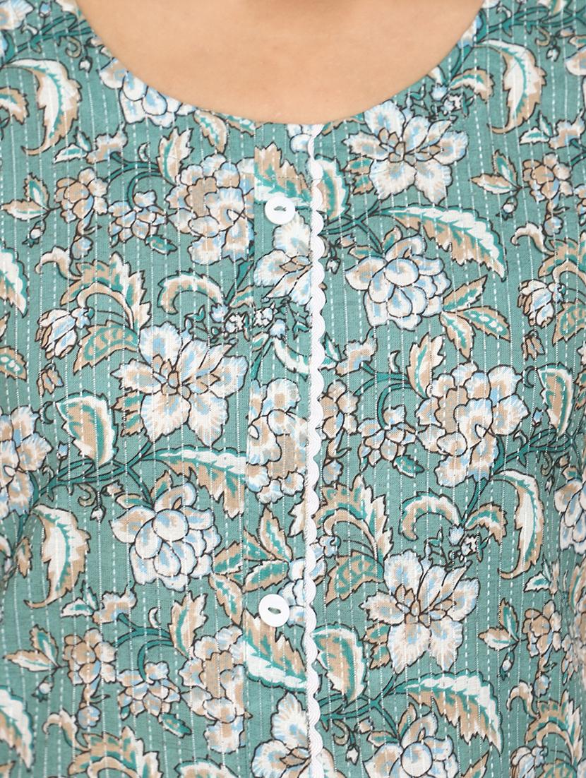 women floral printed round neck straight kurta - 20884937 - Standard Image - 4