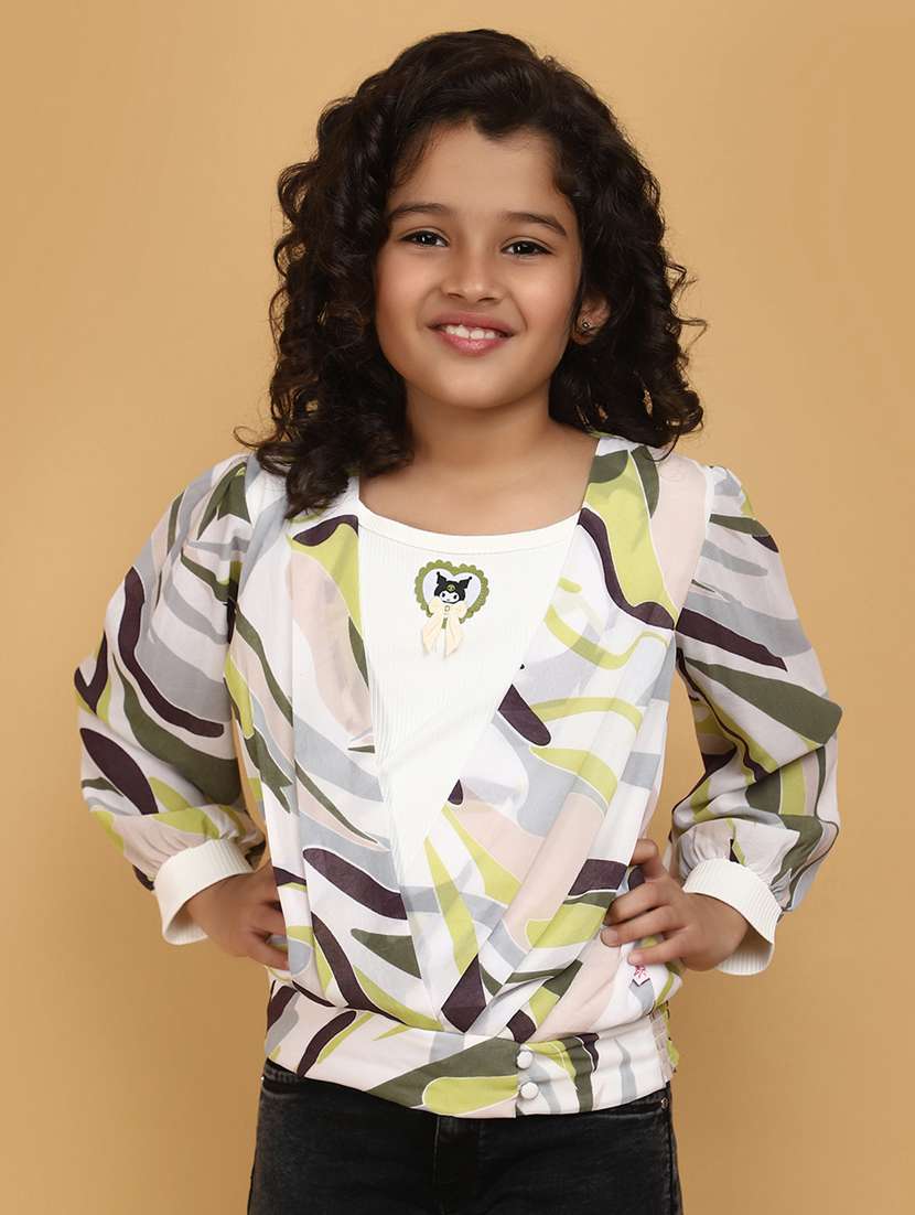 girls multicolored printed top