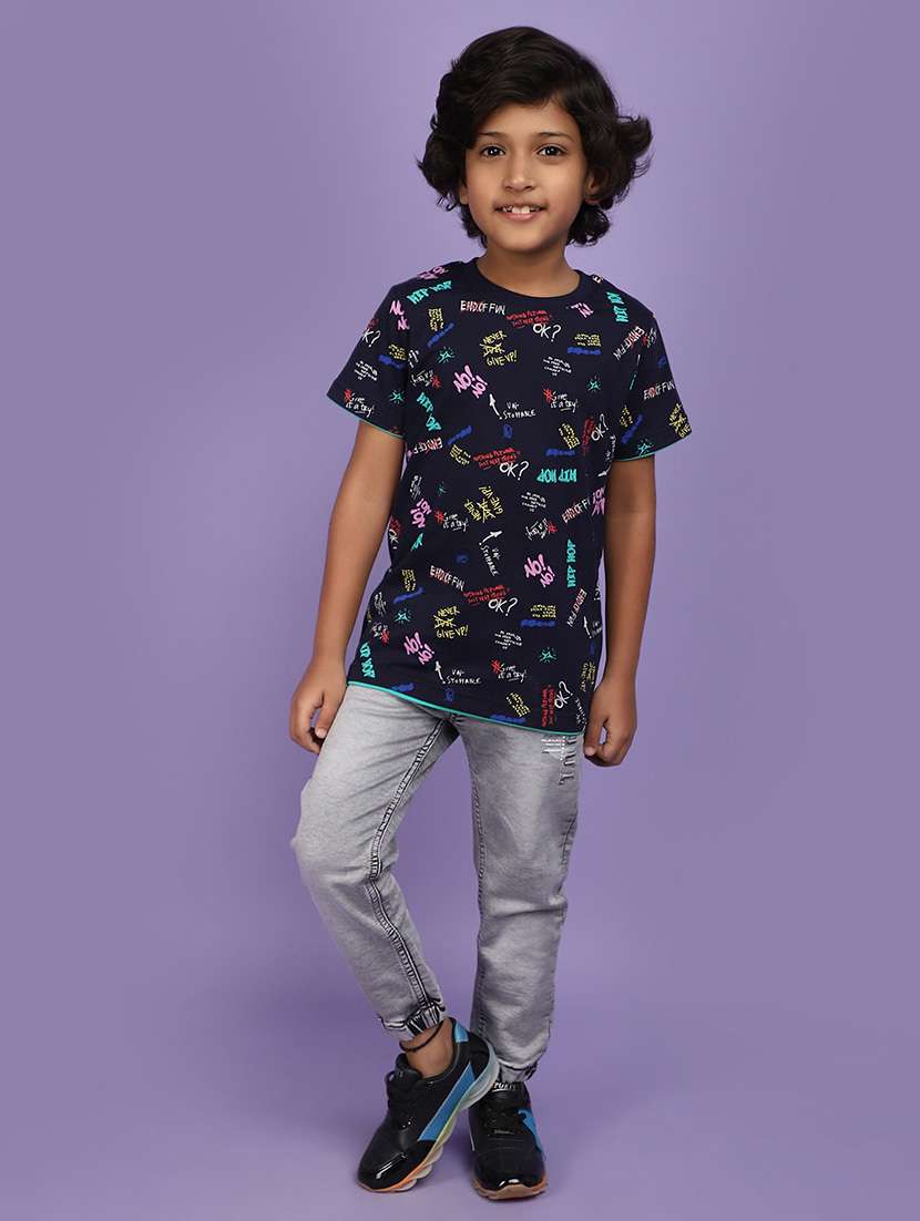 navy blue cotton printed t-shirt - 20884992 -  Standard Image - 4