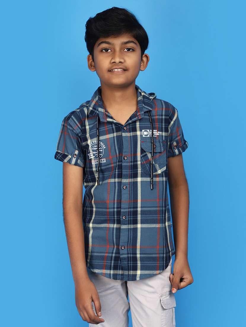 blue checks cotton shirt