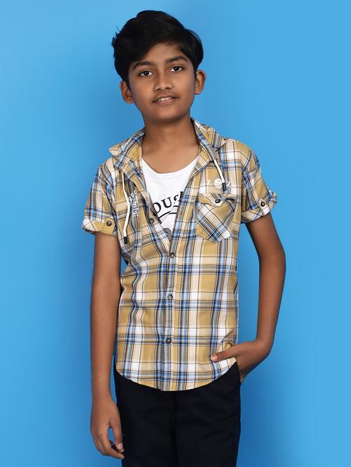 brown checks cotton shirt - 20885004 - Standard Image - 0